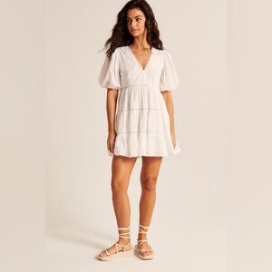 A&F Eyelet Puff Sleeve Tiered Dress SZ XL